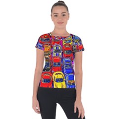 Colorful Toy Racing Cars Short Sleeve Sports Top 