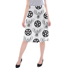 Owls And Pentacles Midi Beach Skirt by IIPhotographyAndDesigns