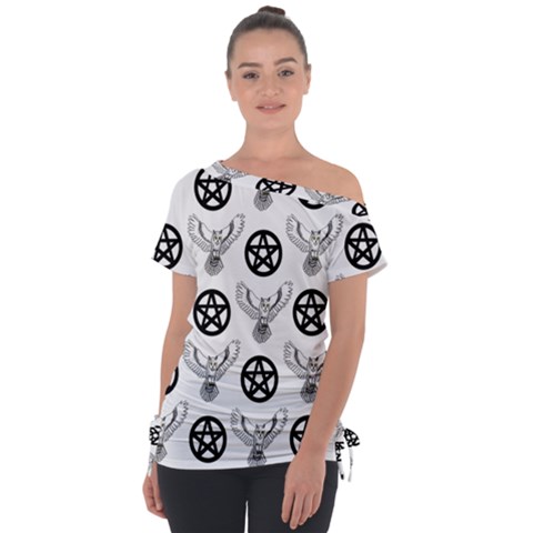 Owls And Pentacles Tie-up Tee by IIPhotographyAndDesigns