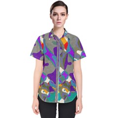 Blue purple shapes                                 Women s Short Sleeve Shirt