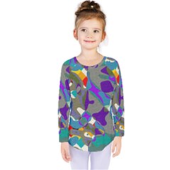 Blue purple shapes                                       Kids  Long Sleeve Tee