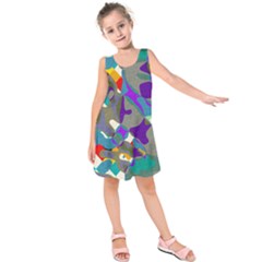 Blue purple shapes                                     Kid s Sleeveless Dress