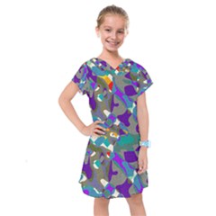 Blue purple shapes                                       Kids  Drop Waist Dress