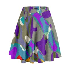 Blue purple shapes                                        High Waist Skirt