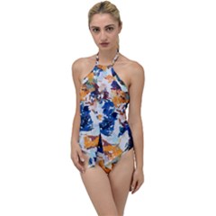 Paint On A White Background                                     Go With The Flow One Piece Swimsuit by LalyLauraFLM