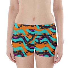 Blue Orange Black Waves                                          Boyleg Bikini Wrap Bottoms by LalyLauraFLM