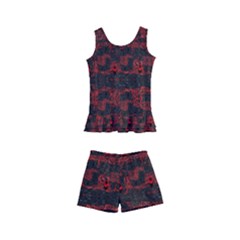 Burgundy Design With Black Zig Zag Pattern Created By Flipstylez Designs Kid s Boyleg Swimsuit by flipstylezfashionsLLC