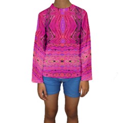 Pink And Purple And Peacock Design By Flipstylez Designs  Kids  Long Sleeve Swimwear by flipstylezfashionsLLC