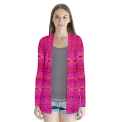 Pink And Purple And Peacock Created By Flipstylez Designs Drape Collar Cardigan by flipstylezfashionsLLC