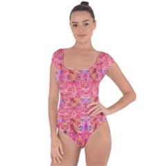 Pink Purple Beautiful Golden Butterfly Created By Flipstylez Designs Short Sleeve Leotard 