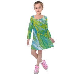 Sunlit River Kids  Long Sleeve Velvet Dress by lwdstudio