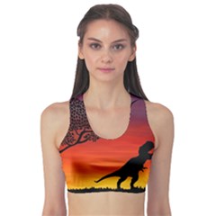 Sunset Dinosaur Scene Sports Bra by IIPhotographyAndDesigns