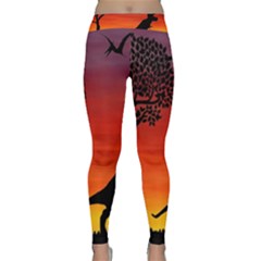 Sunset Dinosaur Scene Classic Yoga Leggings by IIPhotographyAndDesigns