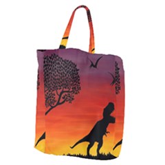 Sunset Dinosaur Scene Giant Grocery Tote