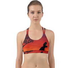 Sunset Dinosaur Scene Back Web Sports Bra by IIPhotographyAndDesigns