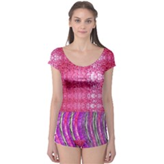 Pink and purple shimmer design by FlipStylez Designs Boyleg Leotard 