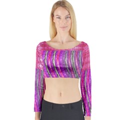 Pink And Purple Shimmer Design By Flipstylez Designs Long Sleeve Crop Top by flipstylezfashionsLLC