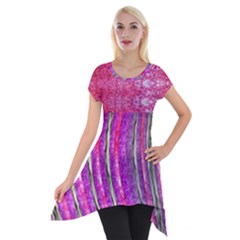 Pink And Purple Shimmer Design By Flipstylez Designs Short Sleeve Side Drop Tunic by flipstylezfashionsLLC