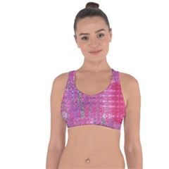 Purple Splash And Pink Shimmer Created By Flipstylez Designs Cross String Back Sports Bra by flipstylezfashionsLLC