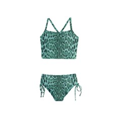 Green Leopard Girls  Tankini Swimsuit by CasaDiModa