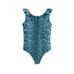 Turquoise Leopard Kids  Frill Swimsuit by CasaDiModa