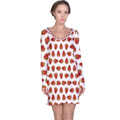Red Peppers Pattern Long Sleeve Nightdress by SuperPatterns