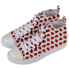 Red Peppers Pattern Women s Mid-top Canvas Sneakers by SuperPatterns