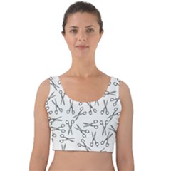 Scissors Pattern Velvet Crop Top by Valentinaart