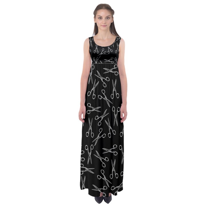 Scissors pattern Empire Waist Maxi Dress