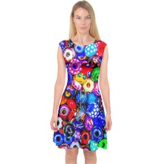 Colorful Beads Capsleeve Midi Dress by FunnyCow