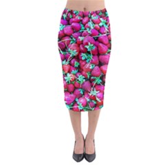 Pile Of Red Strawberries Midi Pencil Skirt by FunnyCow