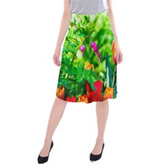 Bleeding Heart Flowers In Spring Midi Beach Skirt by FunnyCow