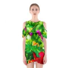 Bleeding Heart Flowers In Spring Shoulder Cutout One Piece by FunnyCow