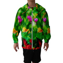 Bleeding Heart Flowers In Spring Hooded Windbreaker (kids) by FunnyCow