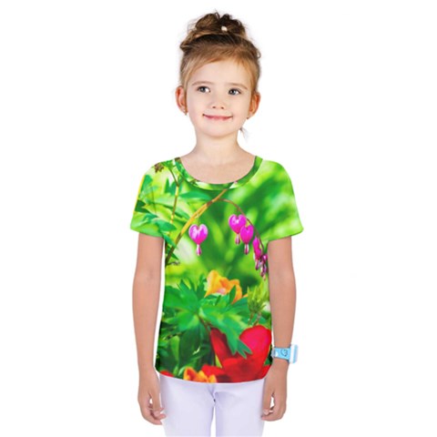 Bleeding Heart Flowers In Spring Kids  One Piece Tee by FunnyCow