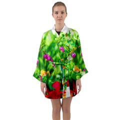 Bleeding Heart Flowers In Spring Long Sleeve Kimono Robe by FunnyCow