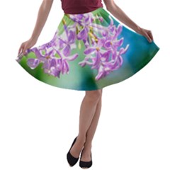 Beautiful Pink Lilac Flowers A-line Skater Skirt by FunnyCow