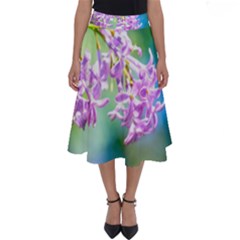 Beautiful Pink Lilac Flowers Perfect Length Midi Skirt by FunnyCow