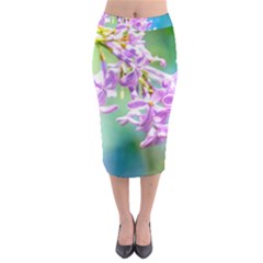Beautiful Pink Lilac Flowers Midi Pencil Skirt by FunnyCow
