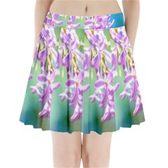 Beautiful Pink Lilac Flowers Pleated Mini Skirt by FunnyCow