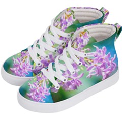 Beautiful Pink Lilac Flowers Kid s Hi-top Skate Sneakers by FunnyCow