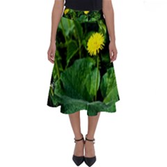 Yellow Dandelion Flowers In Spring Perfect Length Midi Skirt