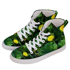 Yellow Dandelion Flowers In Spring Women s Hi-top Skate Sneakers by FunnyCow