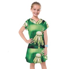 Dandelion Flower Green Chief Kids  Drop Waist Dress
