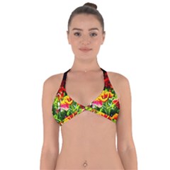 Colorful Tulips On A Sunny Day Halter Neck Bikini Top by FunnyCow