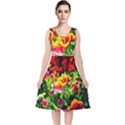 Colorful Tulips On A Sunny Day V-Neck Midi Sleeveless Dress  View1