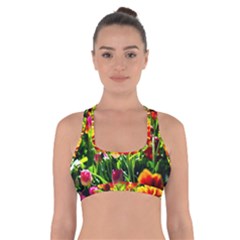 Colorful Tulips On A Sunny Day Cross Back Sports Bra by FunnyCow