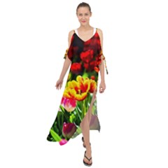 Colorful Tulips On A Sunny Day Maxi Chiffon Cover Up Dress by FunnyCow
