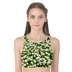 Green Field Of White Daisy Flowers Tank Bikini Top by FunnyCow