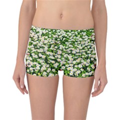 Green Field Of White Daisy Flowers Reversible Boyleg Bikini Bottoms by FunnyCow